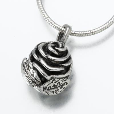 sterling silver rose cremation pendant necklace